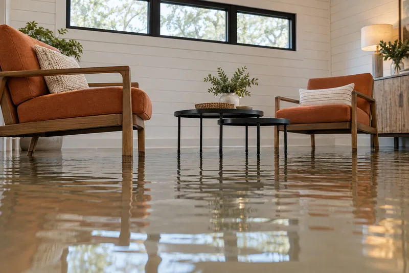 Water Extraction Near Spring Park — pooled room with submerged lower furniture feet and visible waterlines